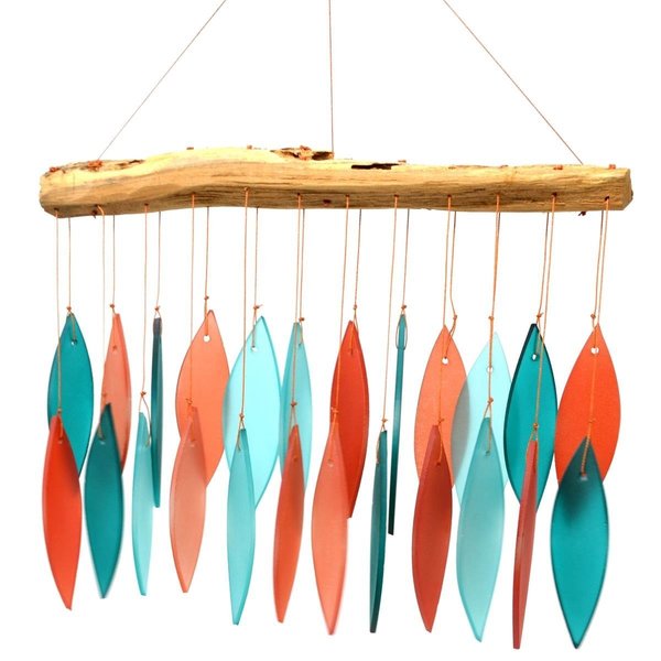 Gift Essentials Coral &amp; Teal Driftwood Wind Chime GEBLUEG582